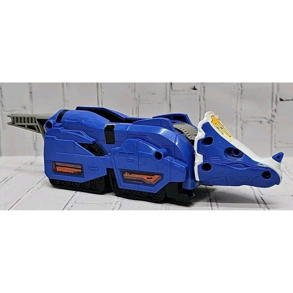 1991 MMPR Power Rangers Triceratops ZORD Blue with NO HORNS or TAIL GUN For Part